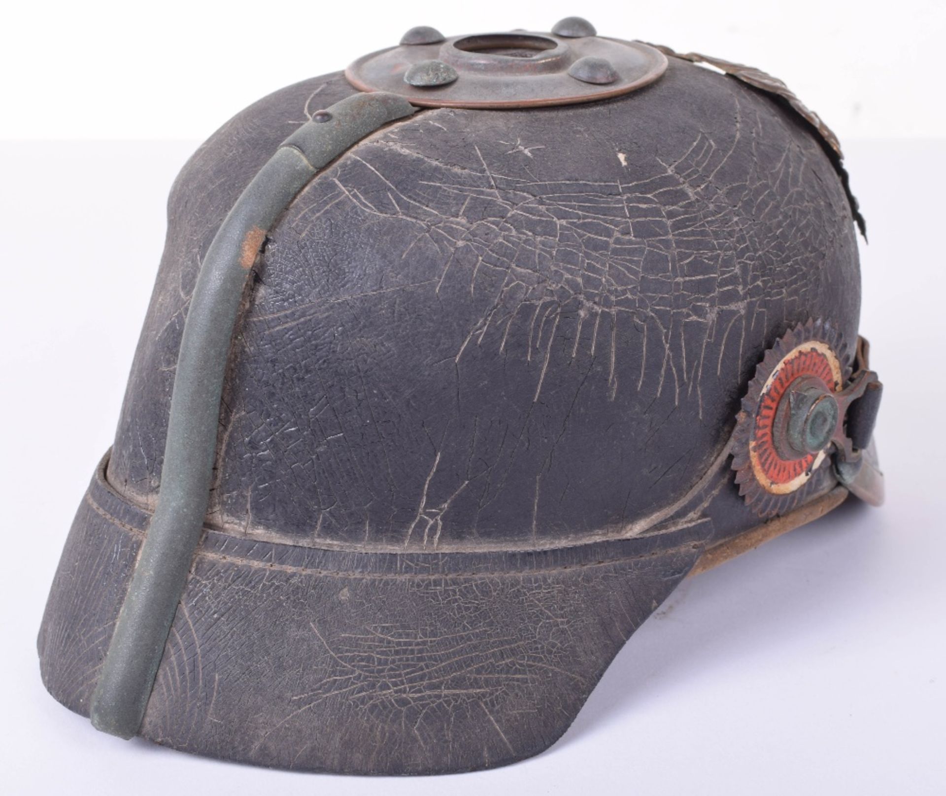 Battlefield Pick-Up Prussian Enlisted Mans Pickelhaube with an Original Numbered Field Cover - Image 13 of 30