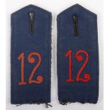 Matched Pair of WW1 German Koniglich Sachsisches 1. Train-Abteilung Nr 12 Shoulder Straps