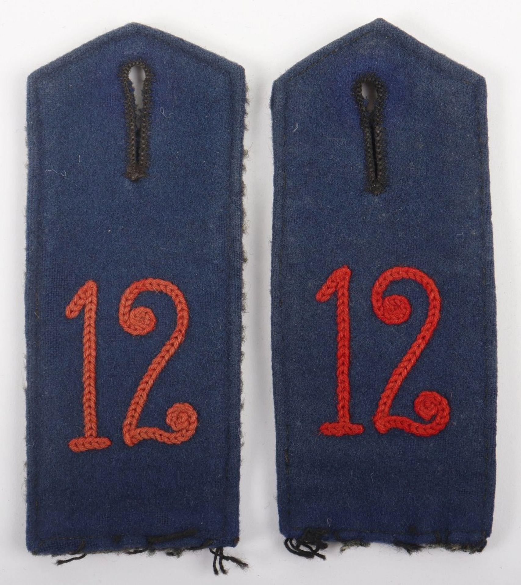 Matched Pair of WW1 German Koniglich Sachsisches 1. Train-Abteilung Nr 12 Shoulder Straps