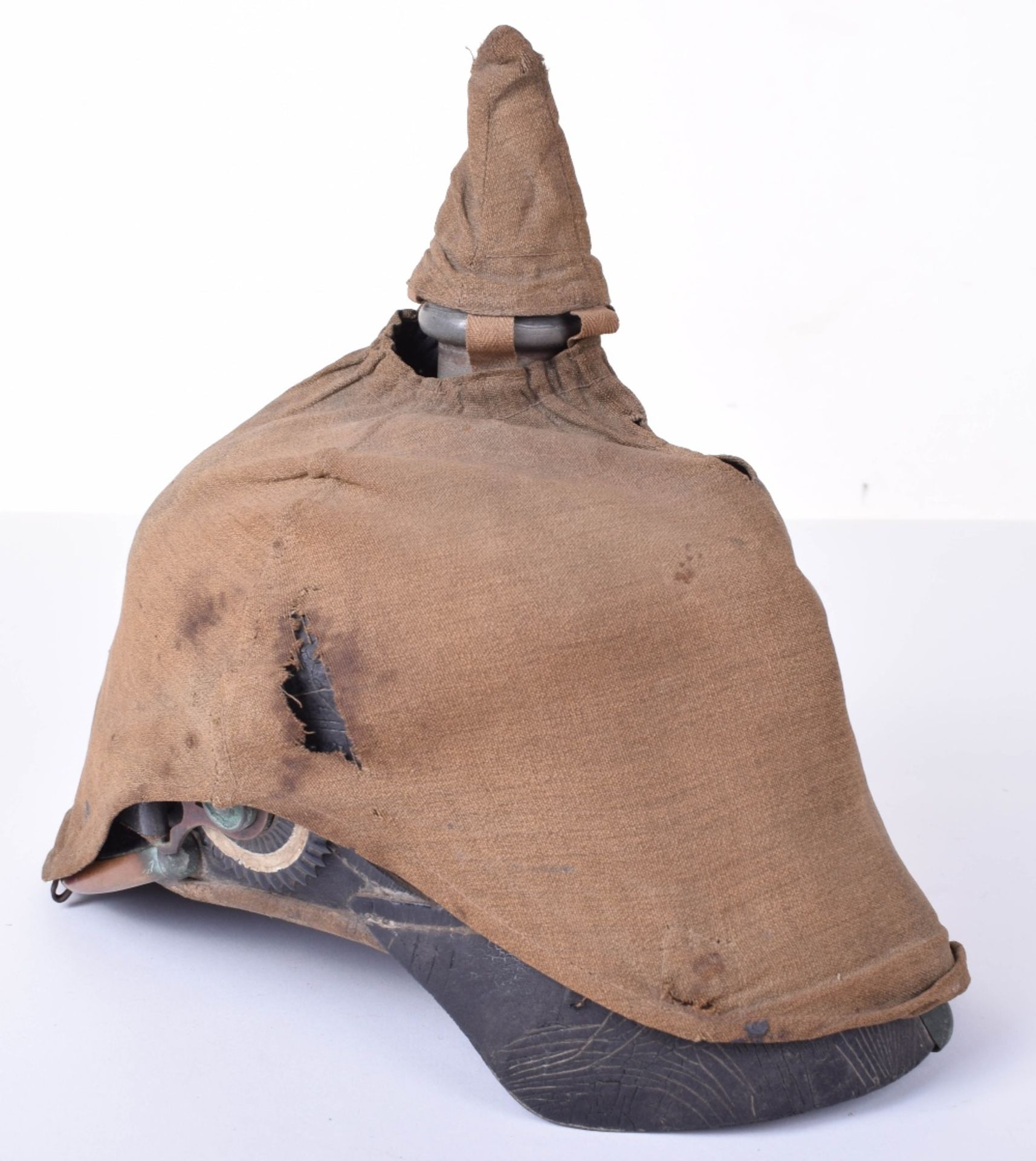 Battlefield Pick-Up Prussian Enlisted Mans Pickelhaube with an Original Numbered Field Cover - Image 5 of 30