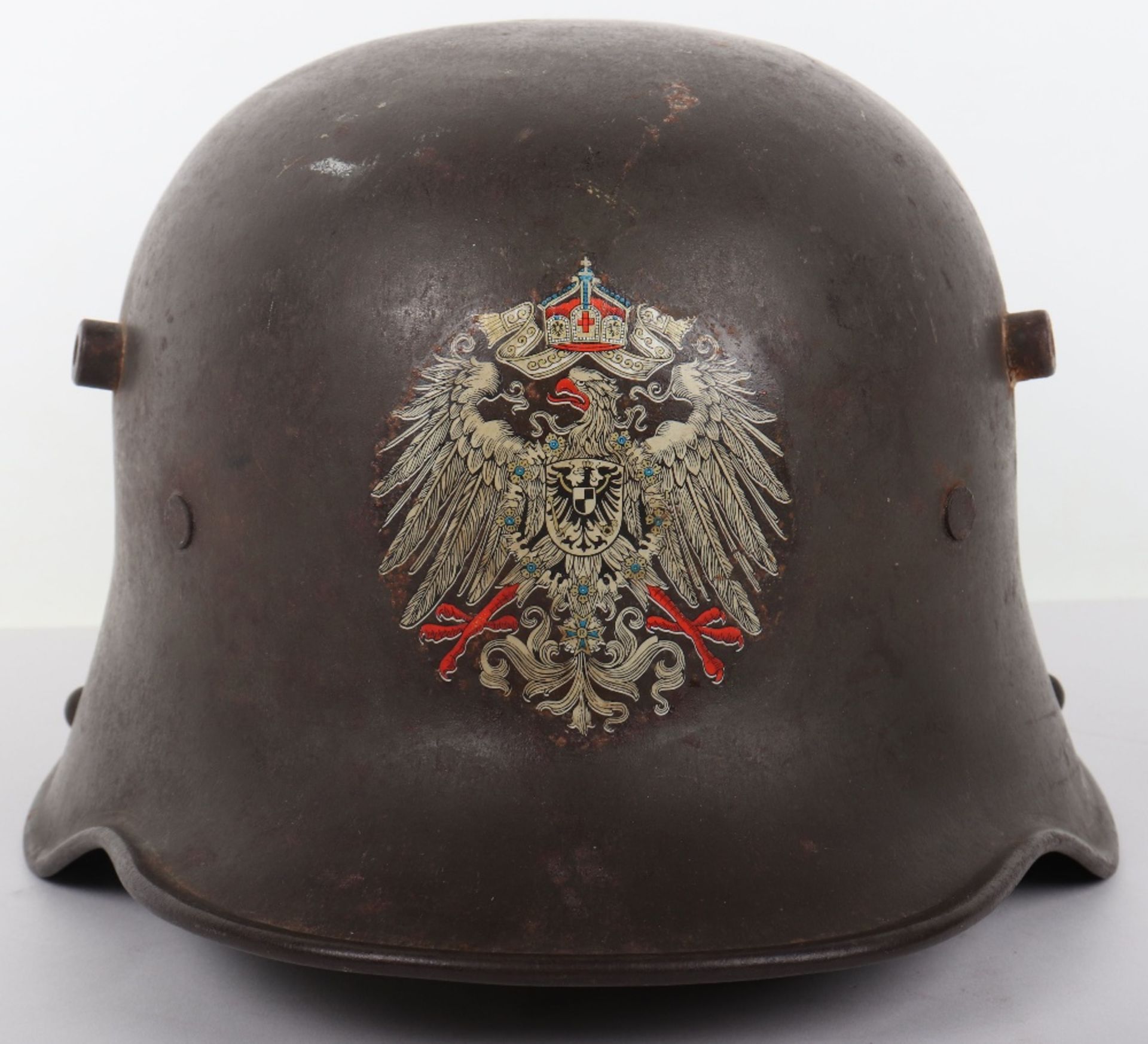 WW1 German M-17 Steel Combat Helmet with Deutsches Kaiserreich Decal Possibly Linked to Imperial Ter