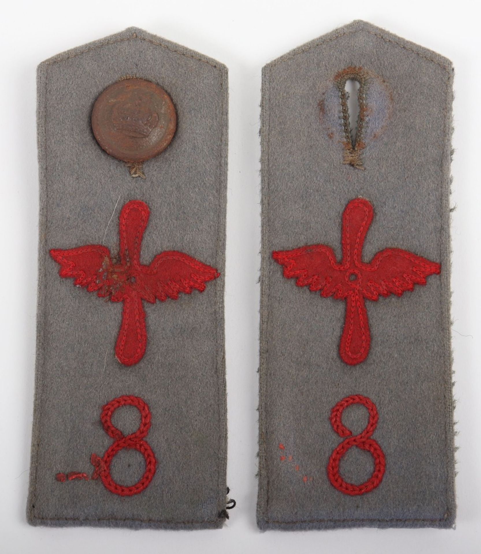 Matched Pair of WW1 German Flieger Abteilung Nr 8 Tunic Shoulder Straps