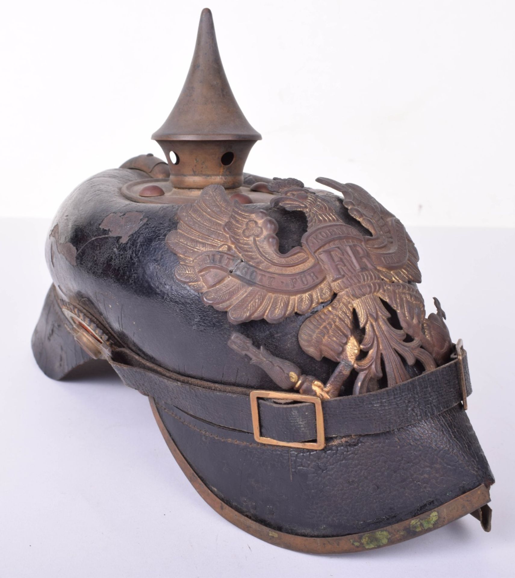 WW1 German Prussian Battlefield Pick-Up Other Ranks / NCO’s Pickelhaube Helmet with Original Numbere - Image 12 of 25