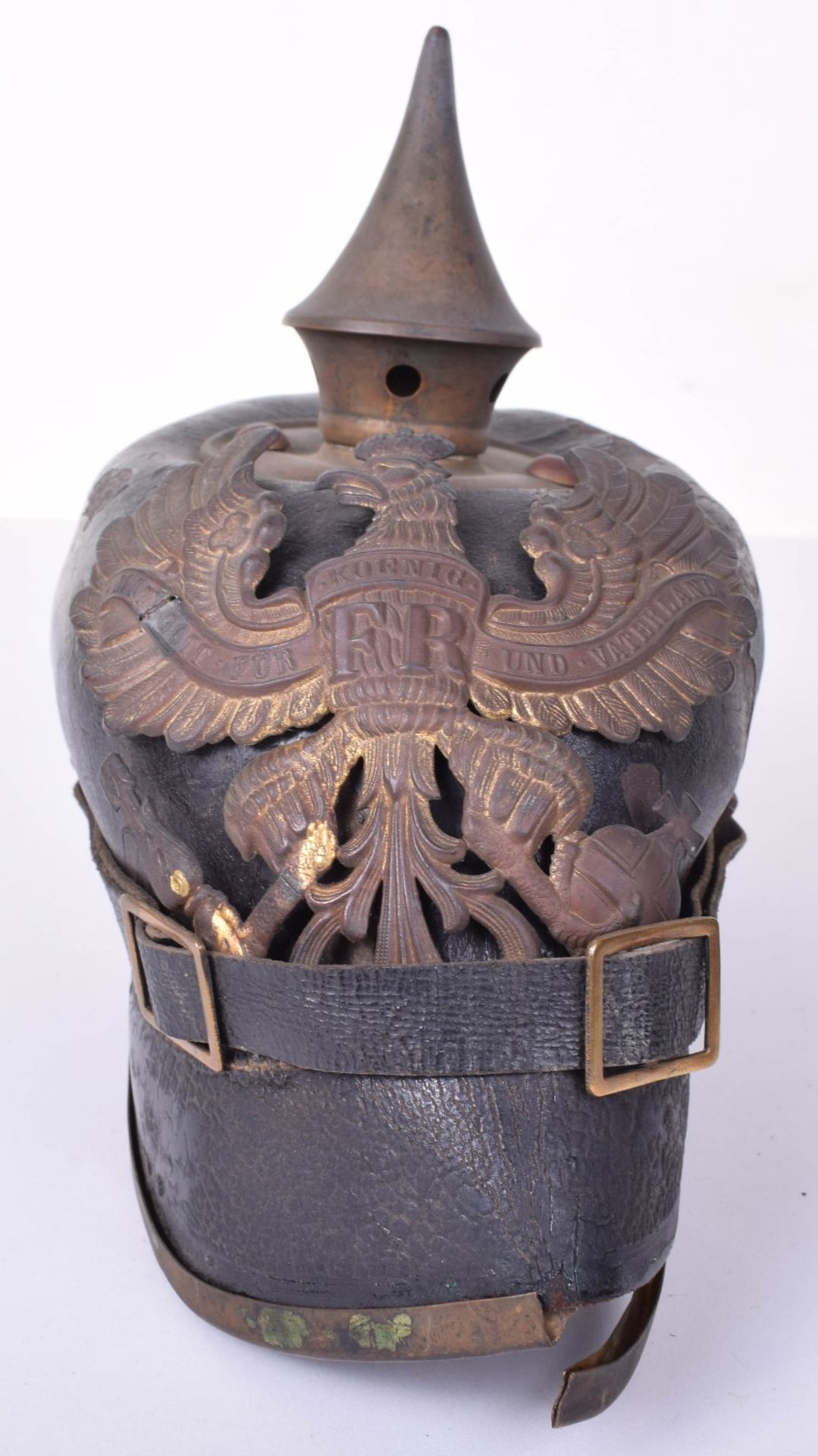 WW1 German Prussian Battlefield Pick-Up Other Ranks / NCO’s Pickelhaube Helmet with Original Numbere - Image 9 of 25