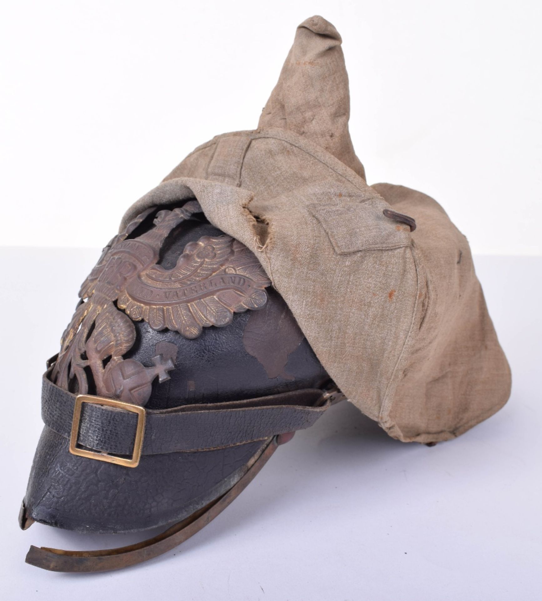 WW1 German Prussian Battlefield Pick-Up Other Ranks / NCO’s Pickelhaube Helmet with Original Numbere - Image 7 of 25