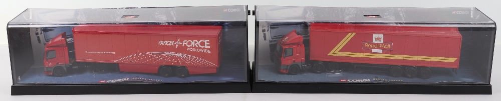 Two Boxed Royal Mail and Parcel force Corgi Modern Trucks