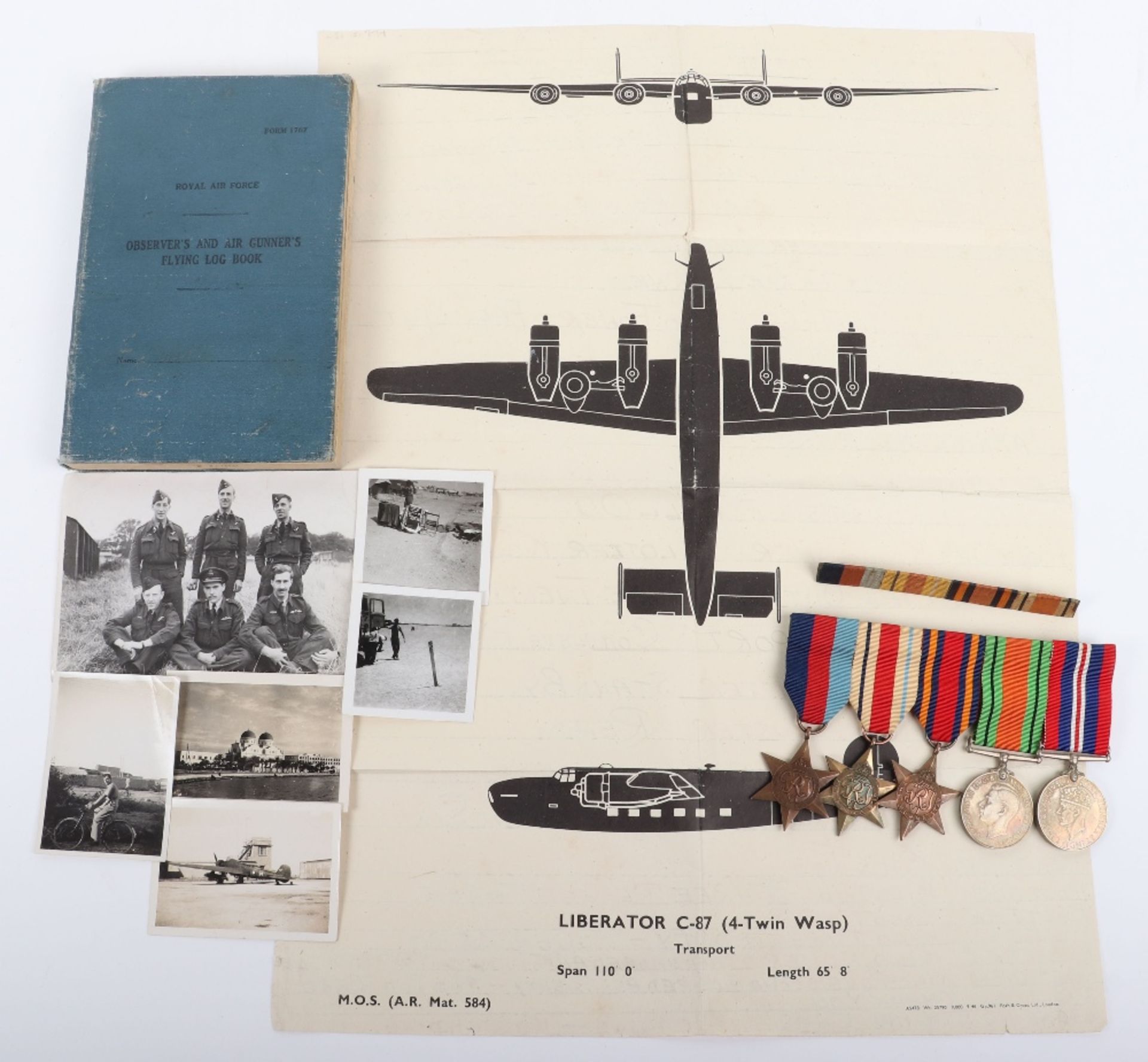 Royal Air Force Medal and Log Book Set of Navigator R White, Who Was Attacked by Japanese Fighter on