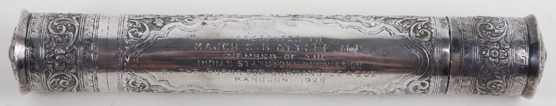 Interesting and Important Silver Scroll Presented to "Major C. Attlee M.P. Member of the Indian Stat