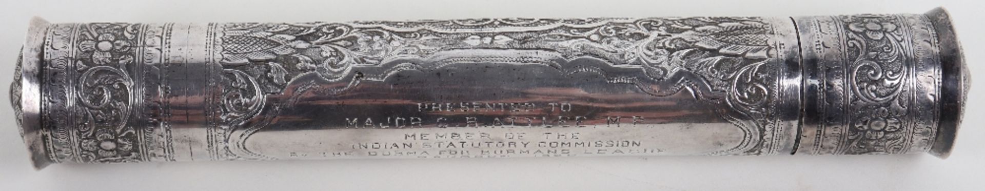 Interesting and Important Silver Scroll Presented to "Major C. Attlee M.P. Member of the Indian Stat - Image 3 of 12