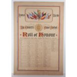 Impressive Roll of Honour Board King Edward VII School Sheffield, 1914