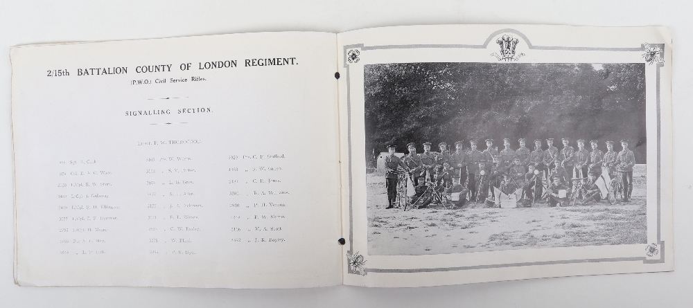 2/15 Battalion County of London Regiment (P.W.O.) Civil Service Rifles, Printed Album c.1914 - Image 5 of 13