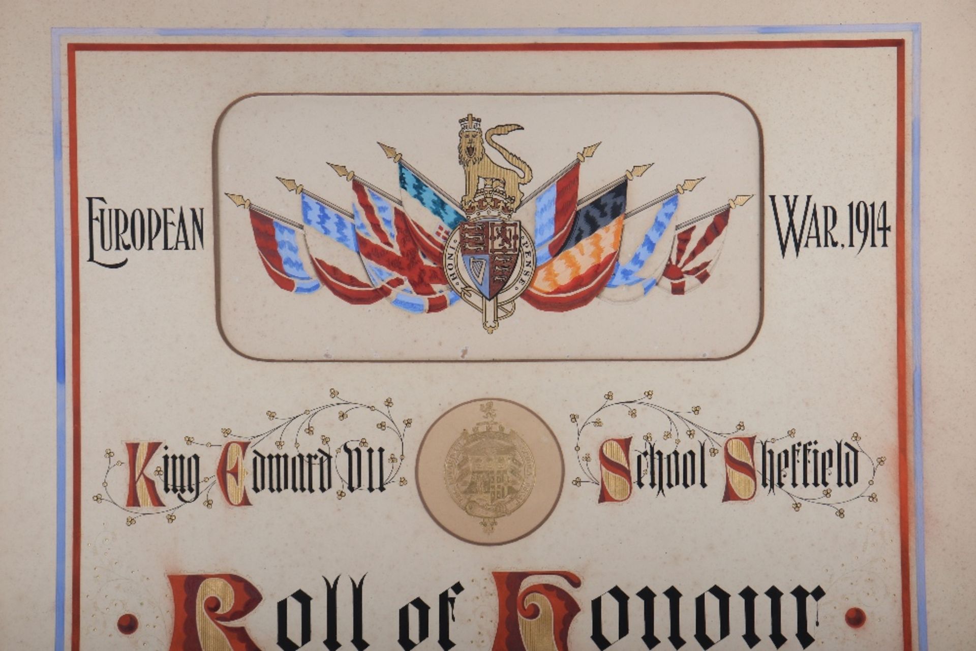 Impressive Roll of Honour Board King Edward VII School Sheffield, 1914 - Image 2 of 10