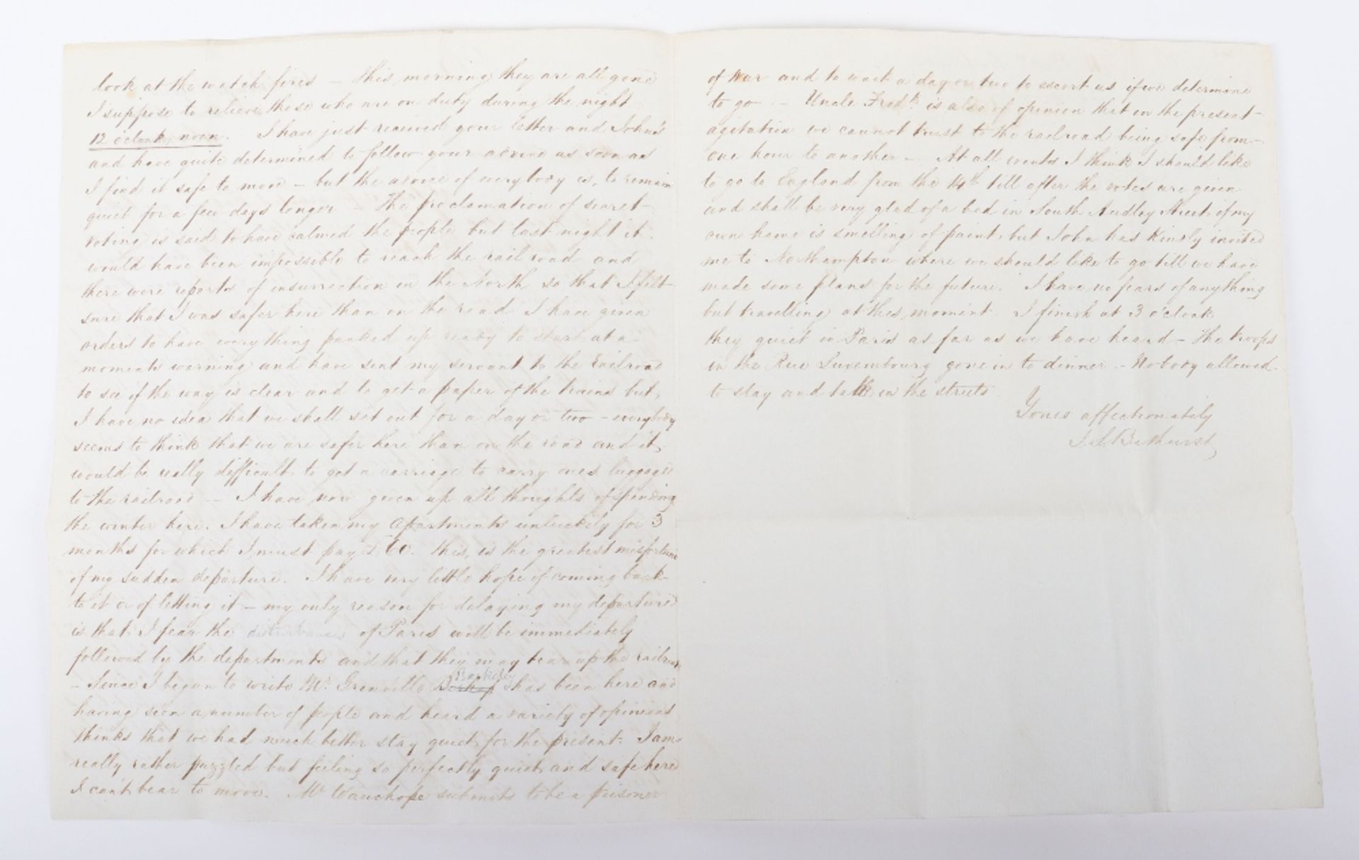 Historic Letter Describing in English, Paris in Short Lived Revolt in 1851 - Image 13 of 18