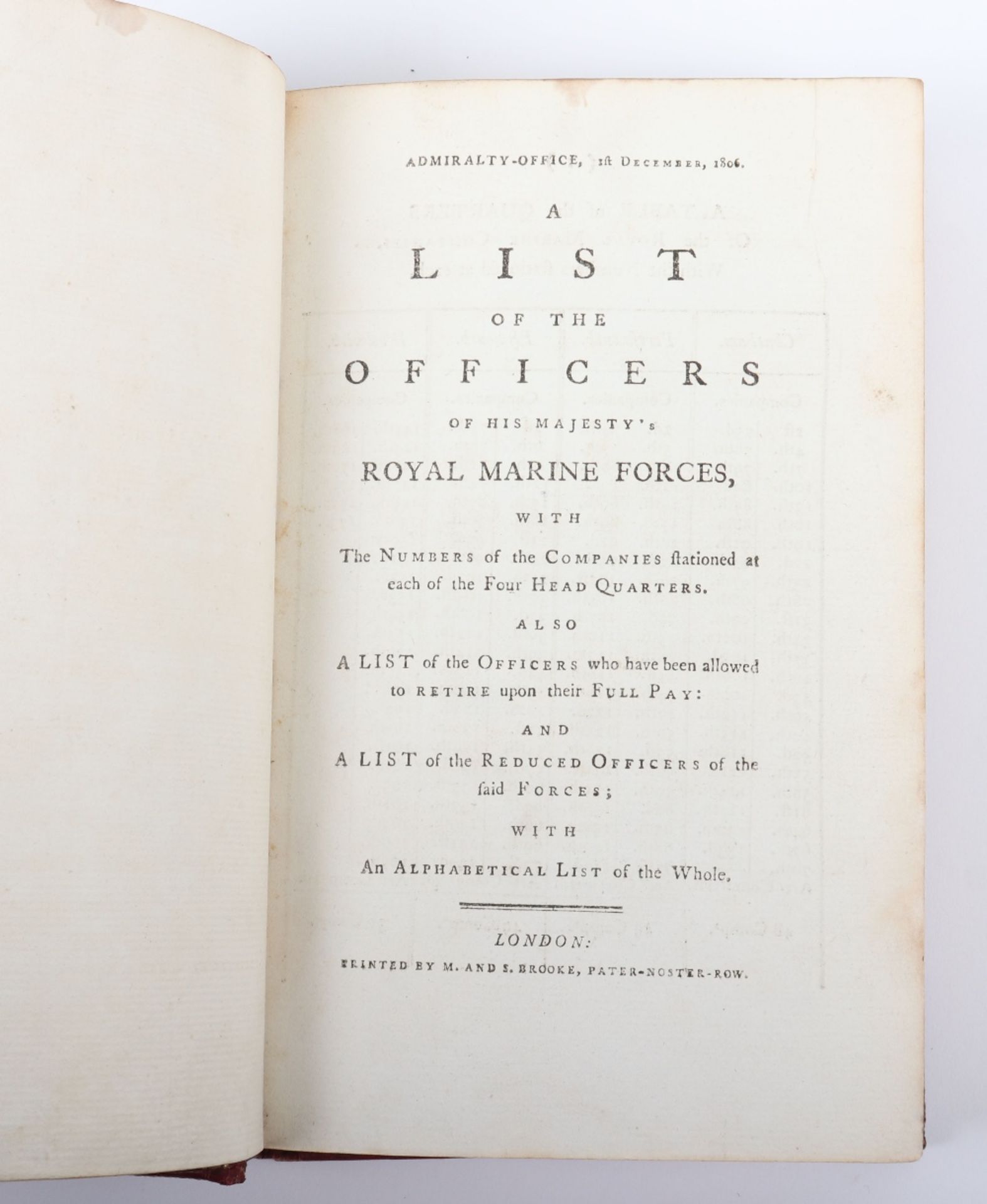 A List of the Officers of His Majesty’s Royal Marine Forces 1806/1807 - Image 4 of 4