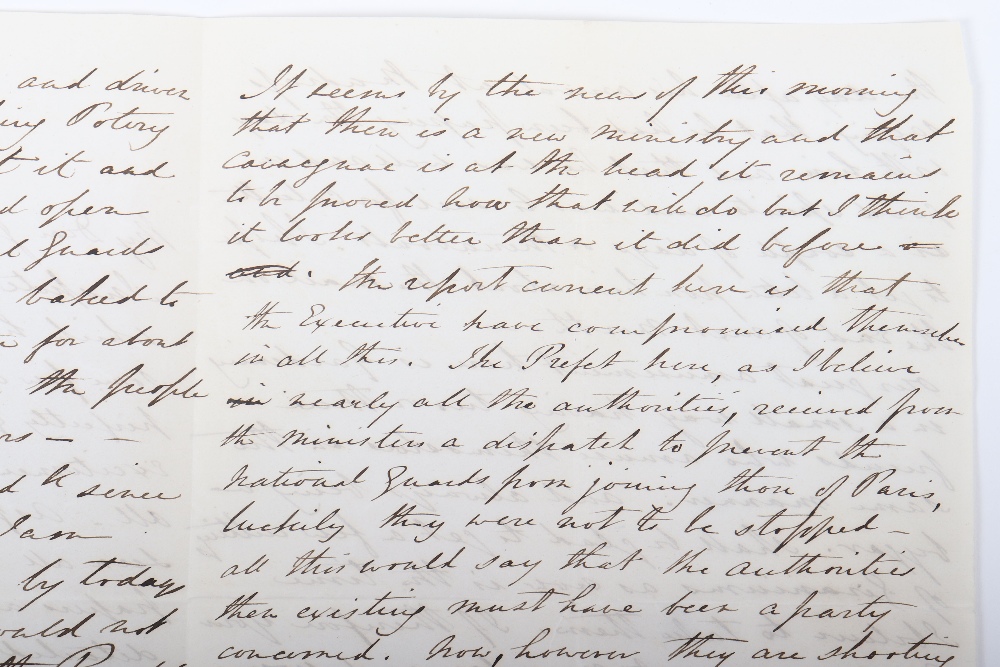 Interesting Letter Describing in English Some Events at the Height of the Revolution in 1848 which l - Image 7 of 11