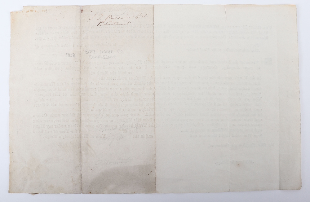 Warrant East India Company 1828 J. Baldwin, Lieutenant - Image 6 of 7