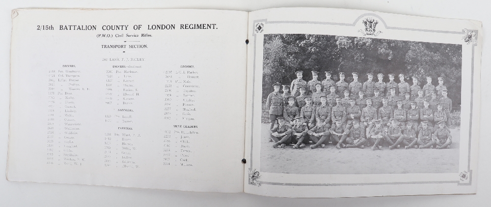 2/15 Battalion County of London Regiment (P.W.O.) Civil Service Rifles, Printed Album c.1914 - Image 6 of 13