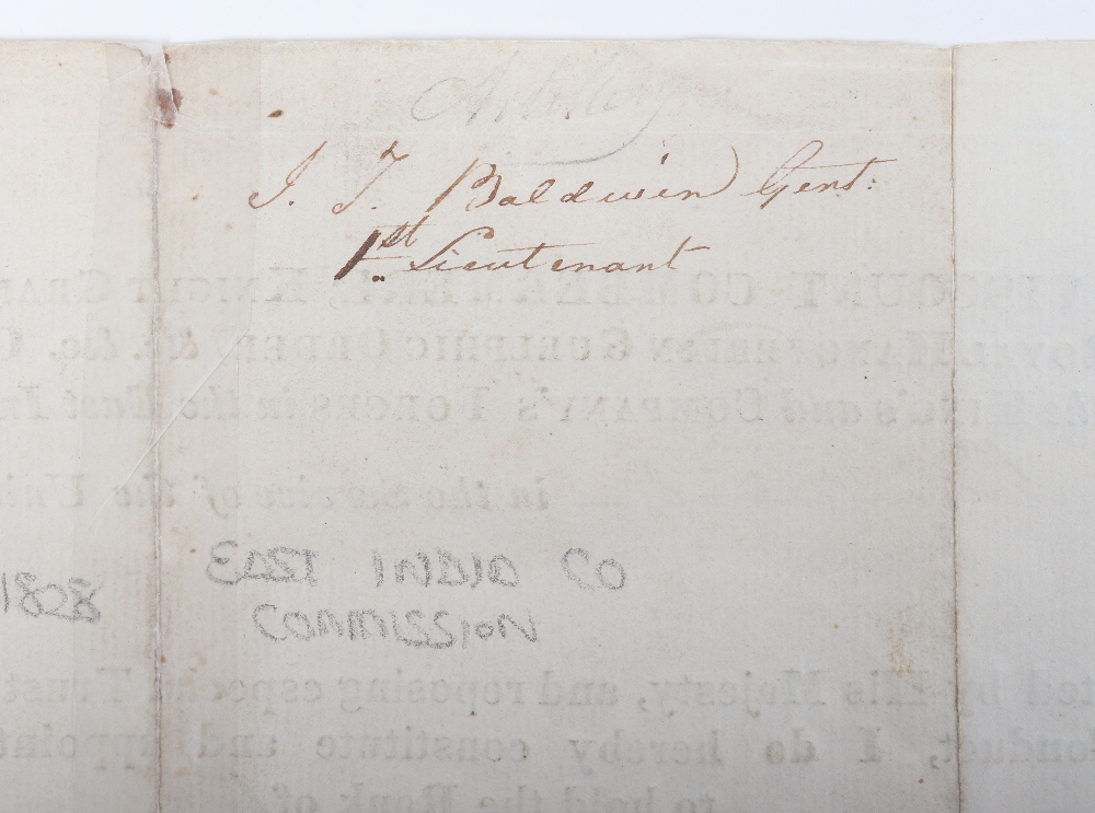 Warrant East India Company 1828 J. Baldwin, Lieutenant - Image 7 of 7