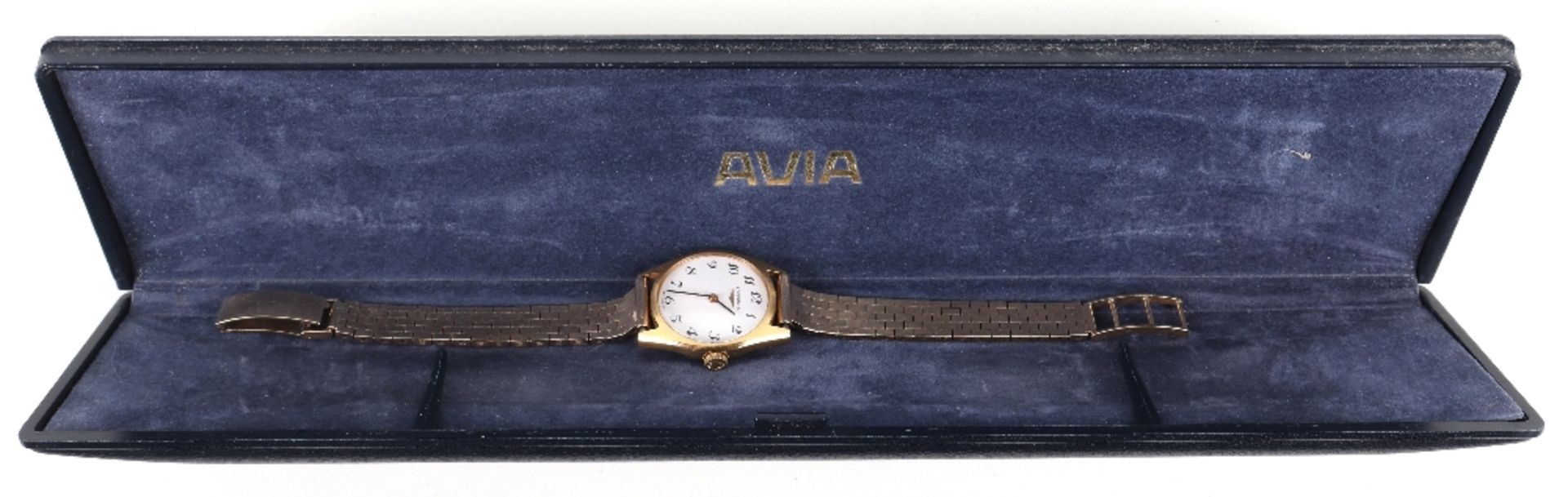 A ladies Longines wristwatch with a later 9ct gold strap