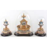 A 19th century French Sevres style porcelain mounted gilt metal mantle clock stamped P.H. Mourey