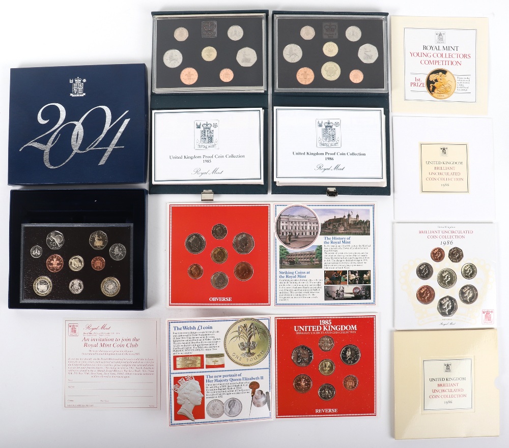 Royal Mint Proof Coin Collection 1985, 1986, 2004