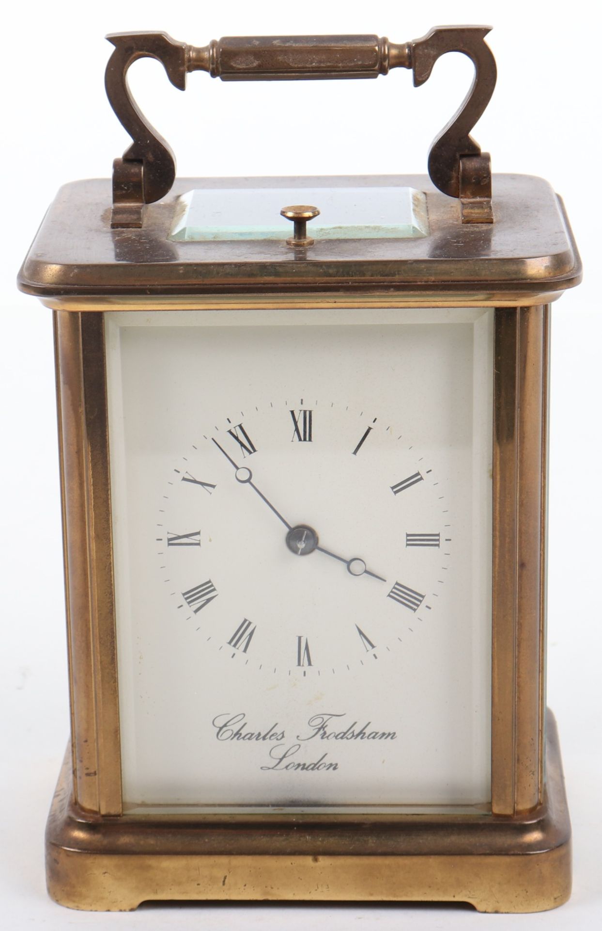 A 20th century brass carriage clock, signed Charles Frodsham London