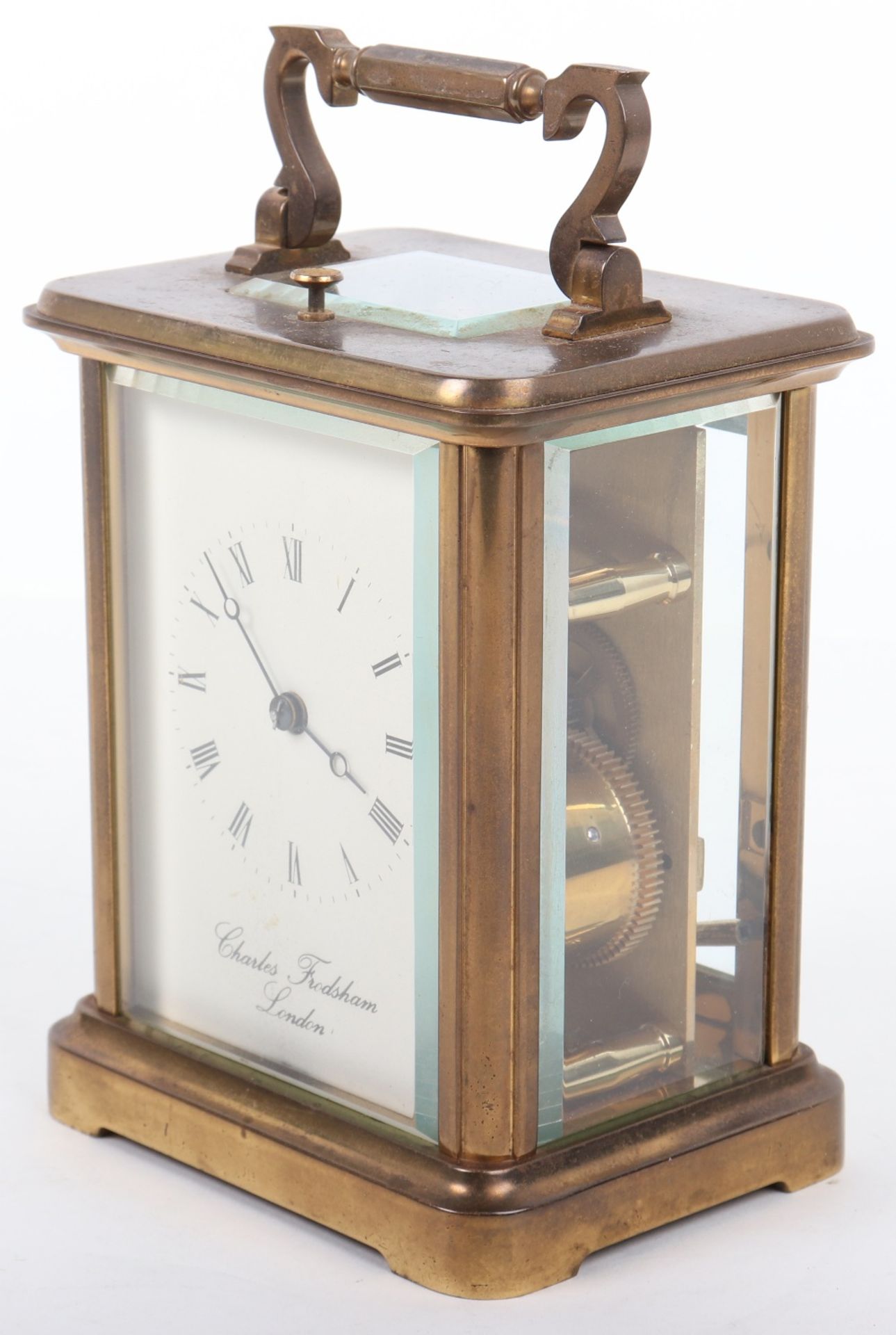 A 20th century brass carriage clock, signed Charles Frodsham London - Image 2 of 8