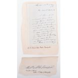 1st Duke of Wellington signature in ink letter fragment, 11.5cmW