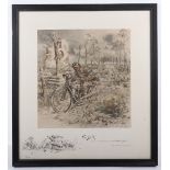 Charles Johnson Payne ‘Snaffles’ (1884-1967) ‘The D.R.’ (Despatch Rider), signed coloured print, sig