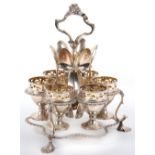 An early Victorian silver egg cruet for six, Joseph Angell I & Joseph Angell II, London 1843