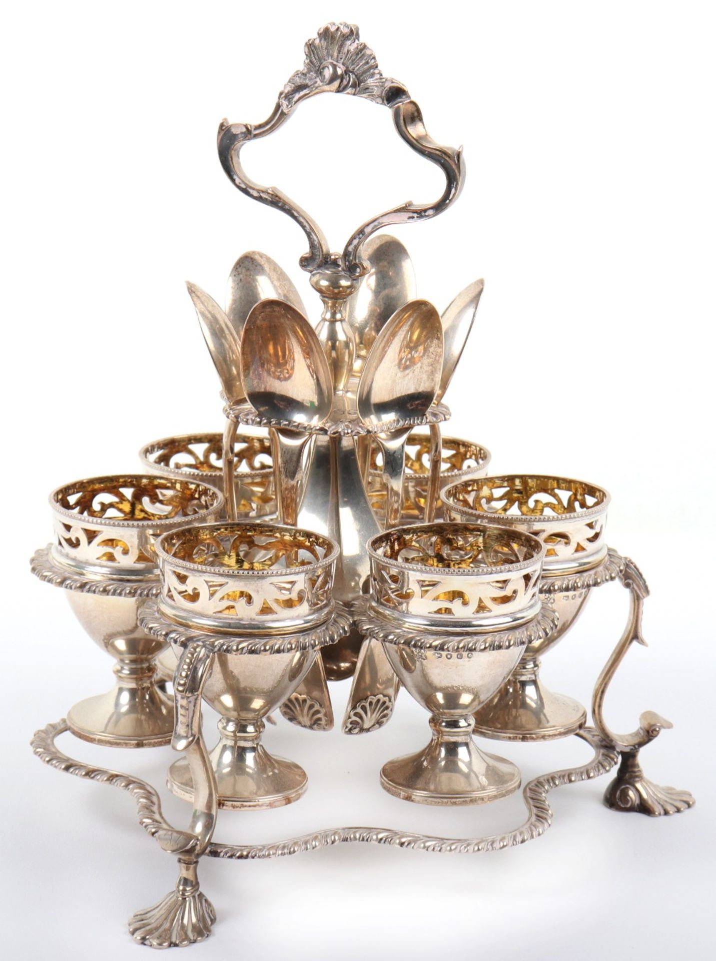 An early Victorian silver egg cruet for six, Joseph Angell I & Joseph Angell II, London 1843