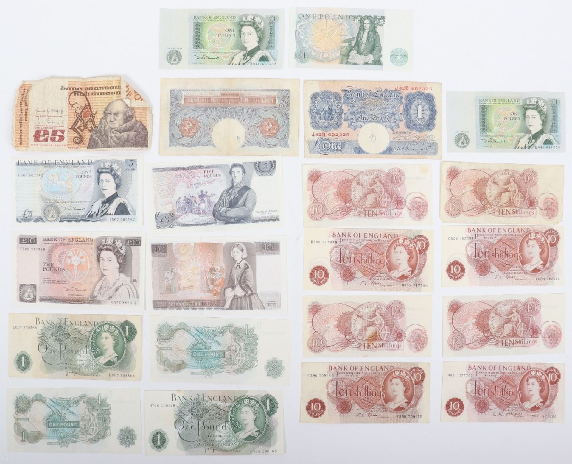 A selection of GB banknotes