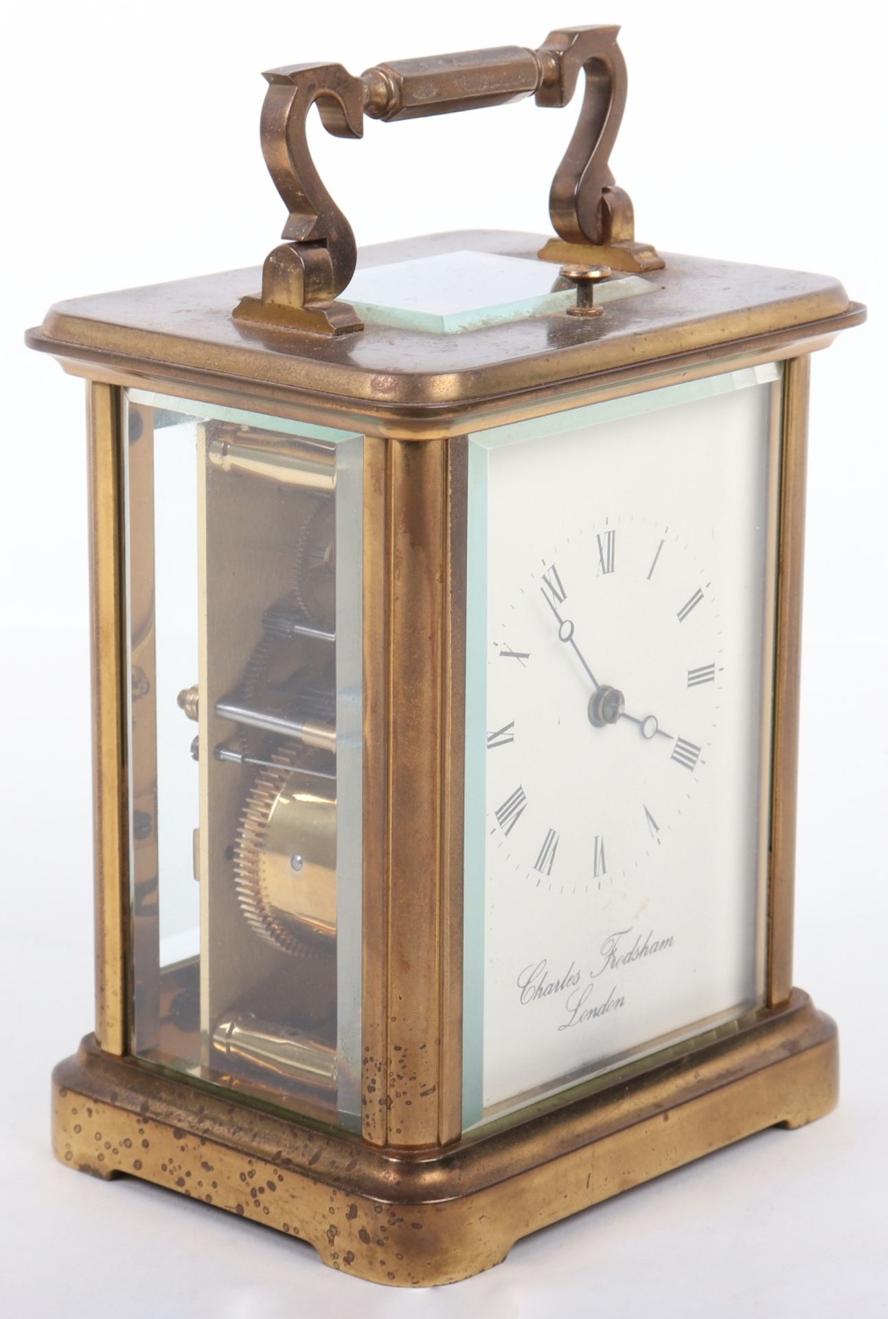 A 20th century brass carriage clock, signed Charles Frodsham London - Image 3 of 8