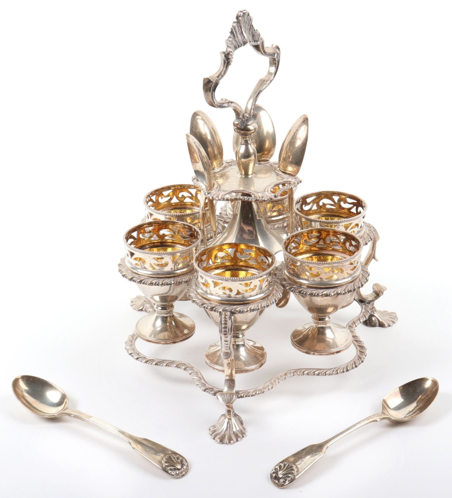 An early Victorian silver egg cruet for six, Joseph Angell I & Joseph Angell II, London 1843 - Image 7 of 7