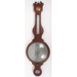 A large Regency Sheraton J.B Nolli & Co mahogany and satinwood banded aneroid barometer