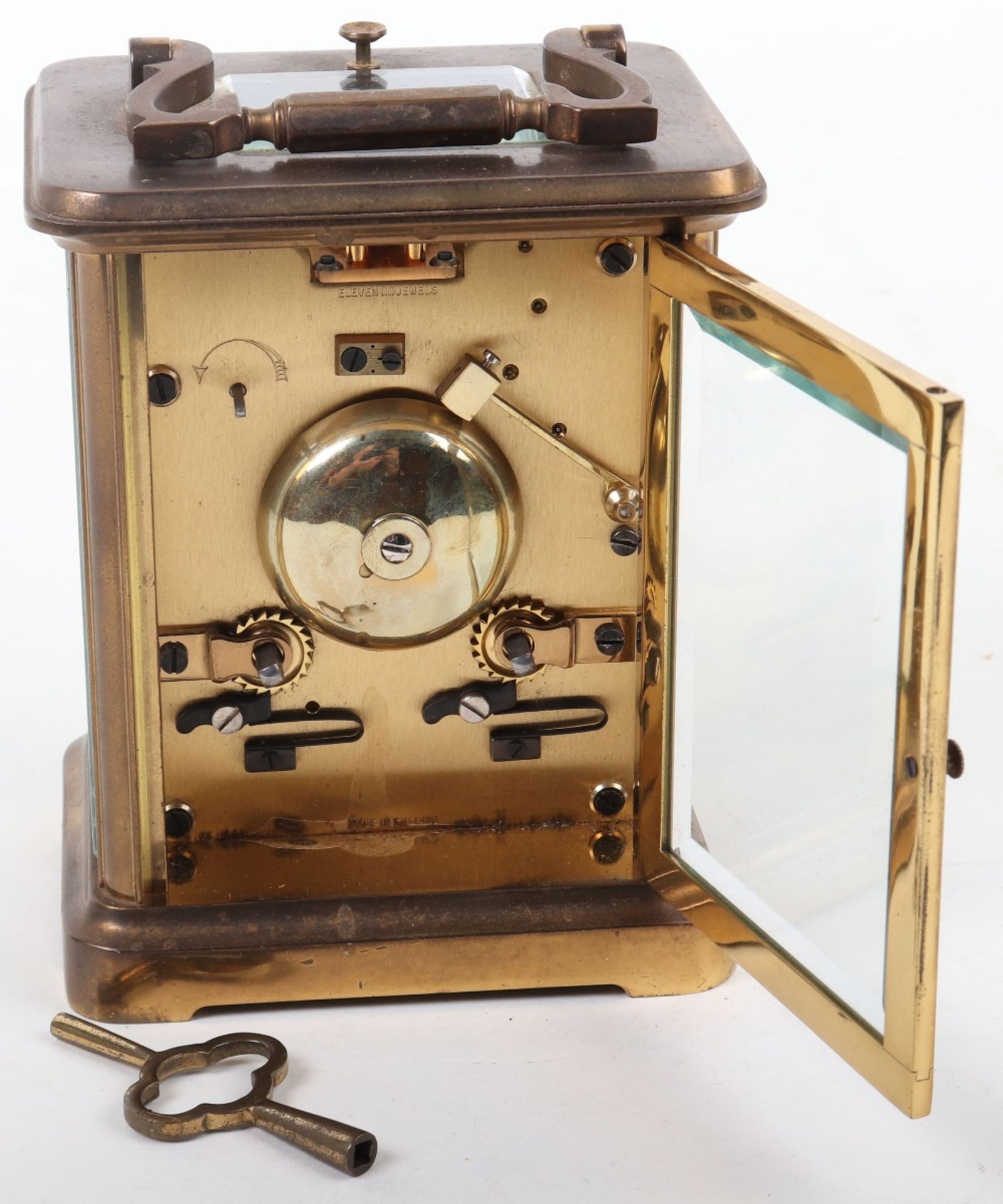 A 20th century brass carriage clock, signed Charles Frodsham London - Image 7 of 8