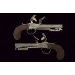 A pair of flintlock pistols with spring bayonet