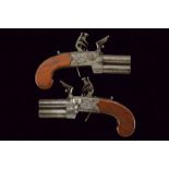 A pair of over and under barrelled flintlock pocket pistols by Jackson