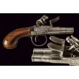 A fine double barrelled flintlock pocket pistol