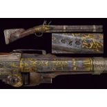 A rare over and under barrelled flintlock blunderbuss