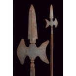 A halberd with coat-of-arms