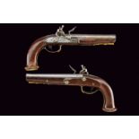 A pair of flintlock officer's pistols signed 'Frachetti e Minelli'