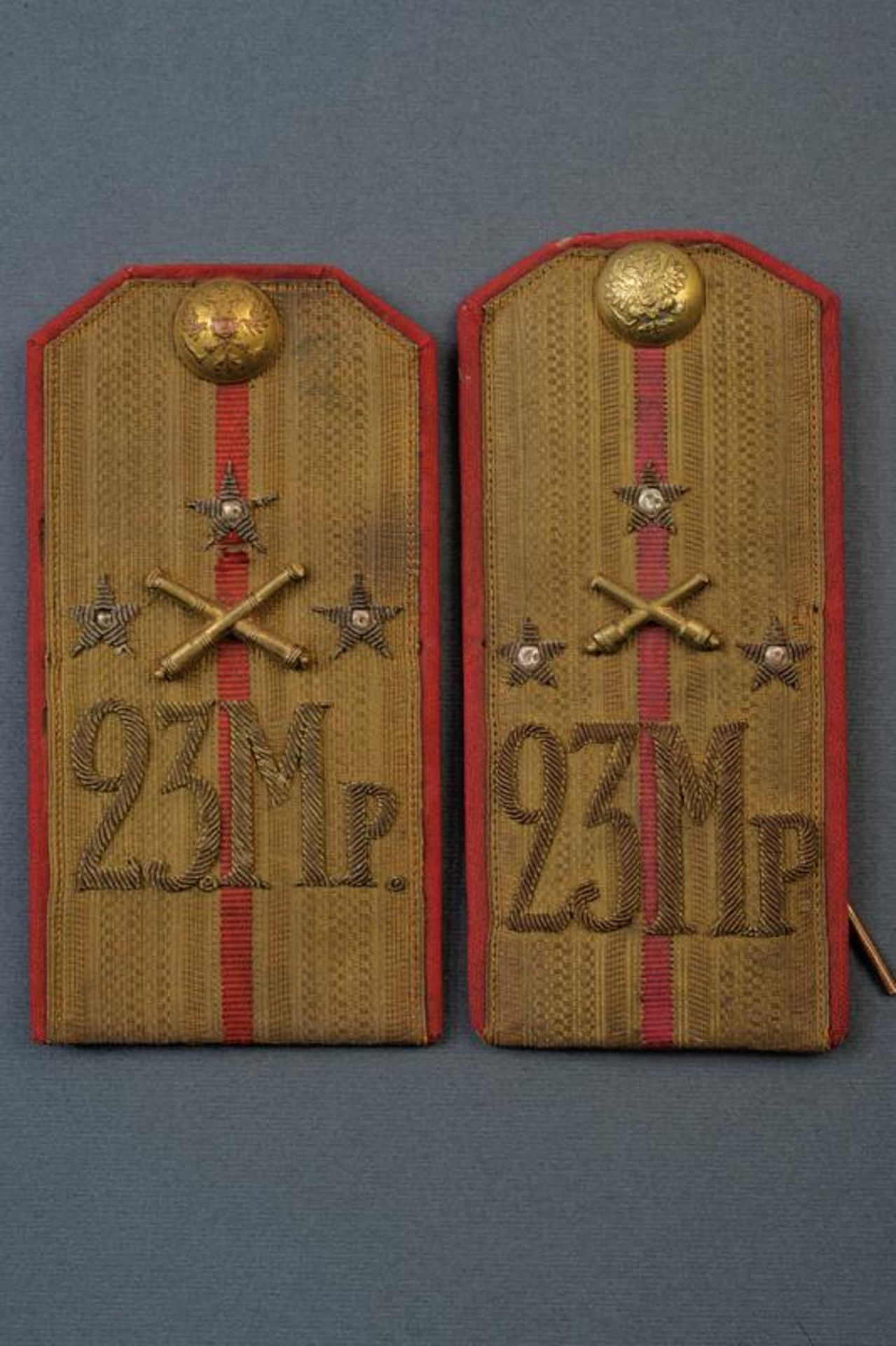 A pair of officer's shoulder boards from the 23rd Mortar regiment