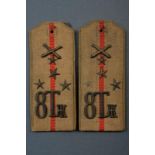 A pair of captain's shoulder boards of the 8th heavy artillery regiment