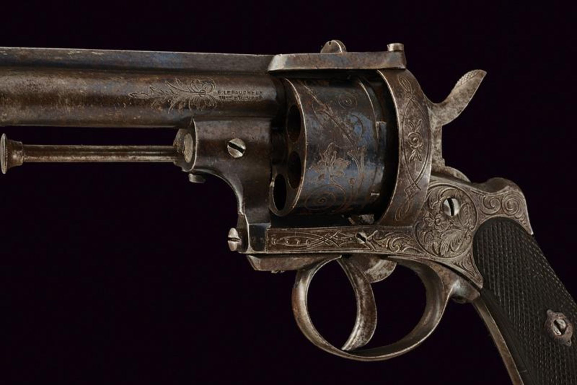 An engraved Lefaucheux pinfire revolver - Bild 2 aus 4