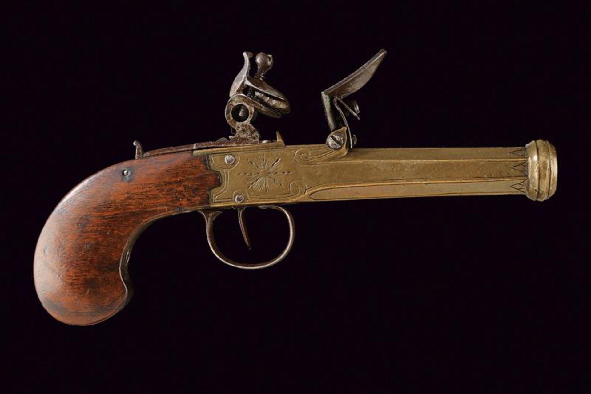 A naval flintlock pocket pistol