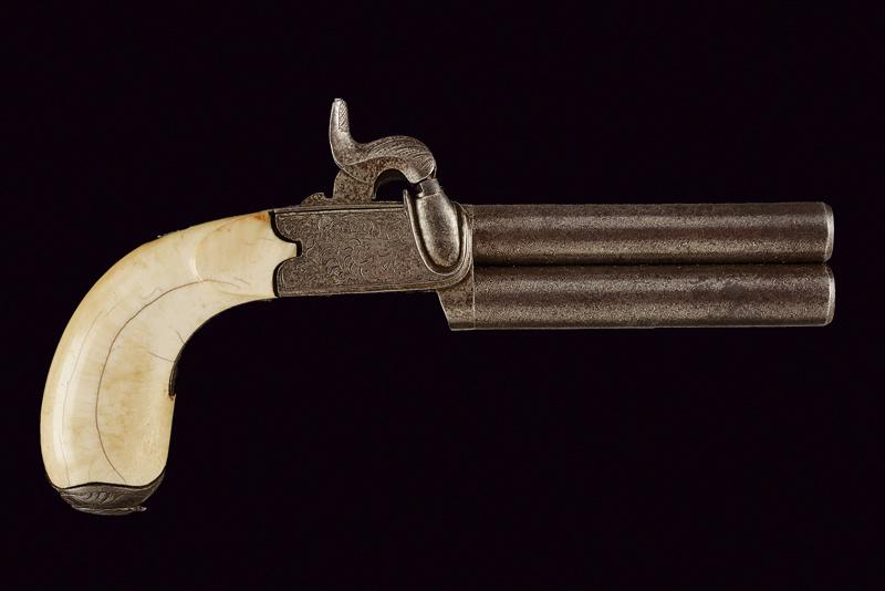 A over and under barrelled percussion pocket pistol - Image 6 of 6