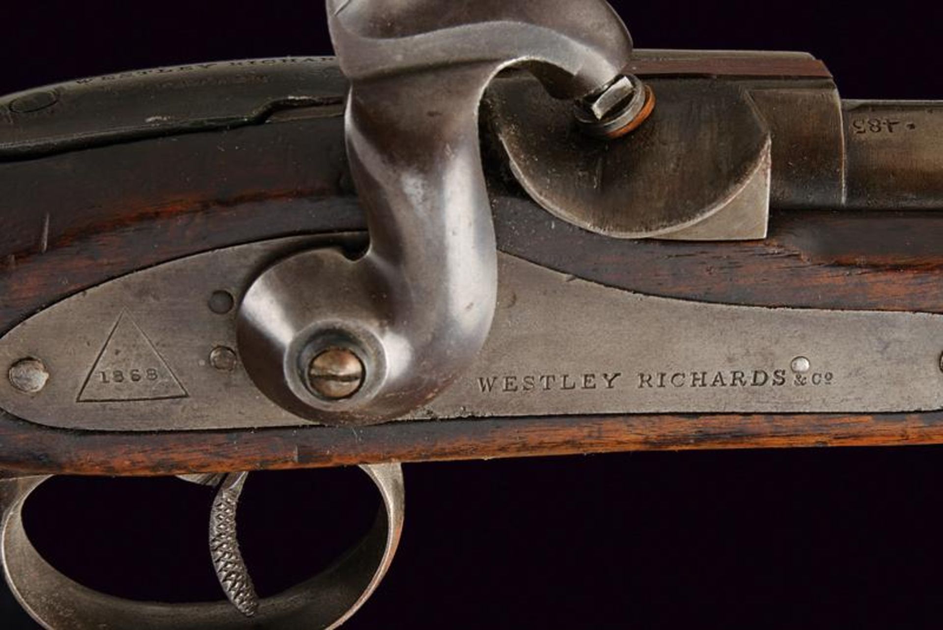 A rare Whitwort percussion carbine with Westely Richards 'Monkey Tail' breechloading system - Bild 5 aus 6