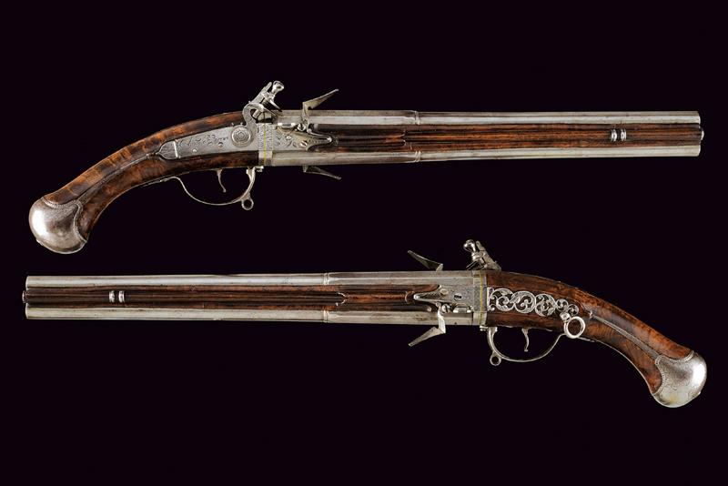 A very scarce pair of flintlock Wender pistols by Arnould Soyron - Image 11 of 11