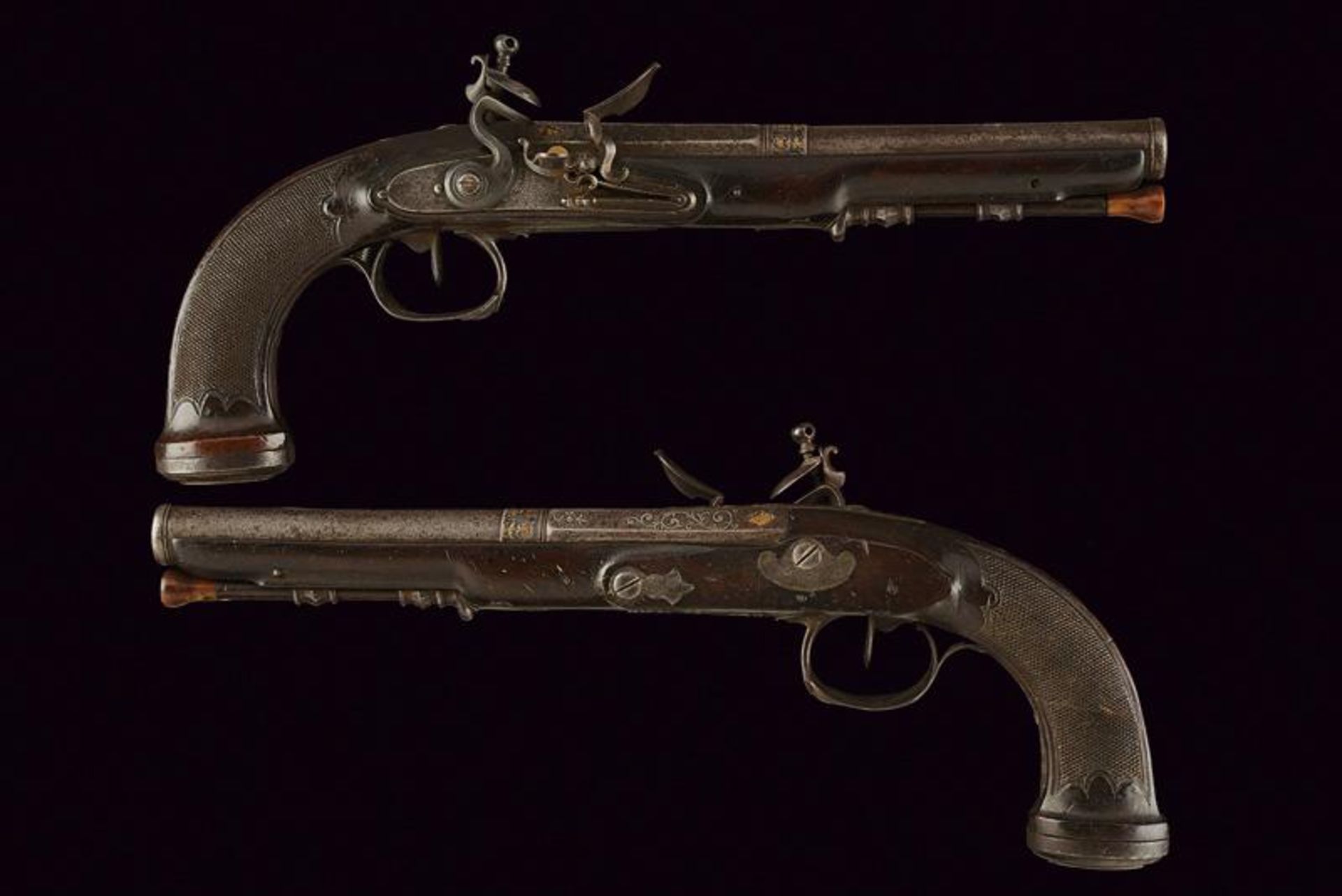 A fine pair of officer's flintlock pistols